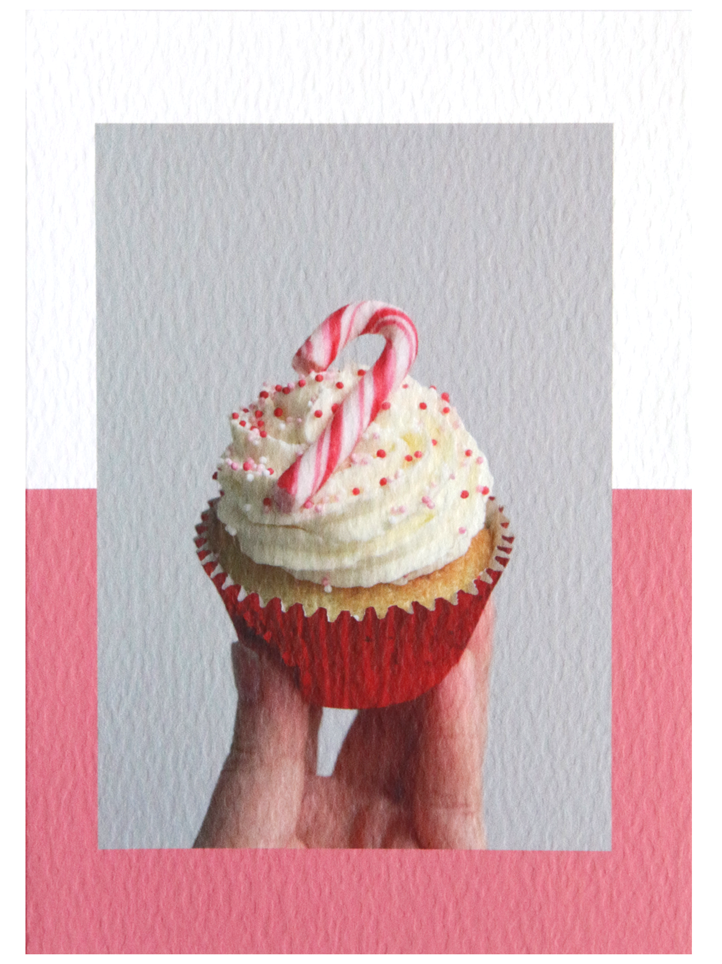 Candy Cane Cupcake Christmas Photo Card