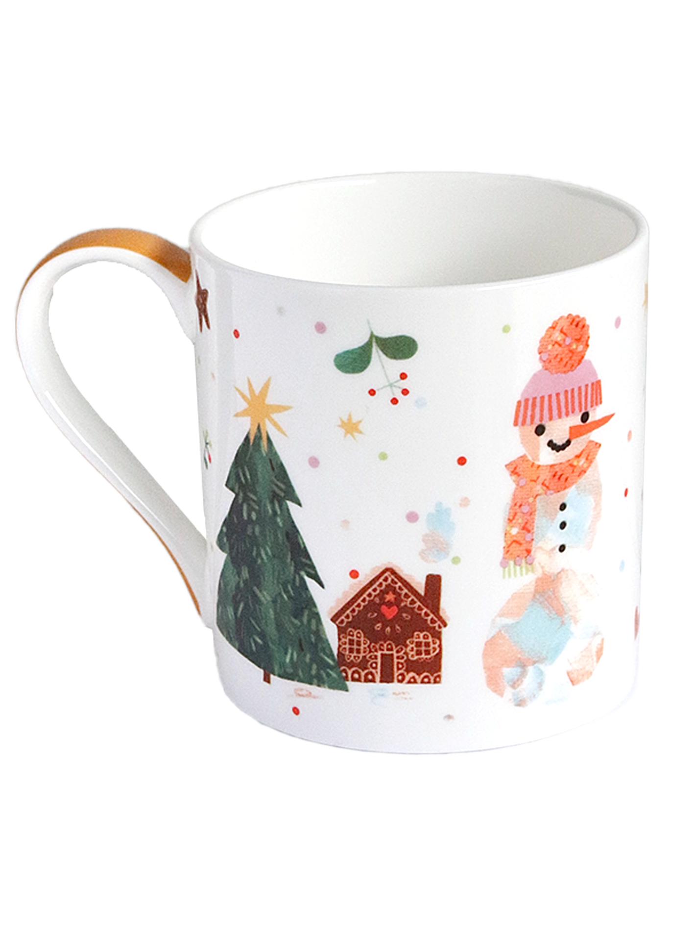 Christmas Snowman Mug with Orange Handle