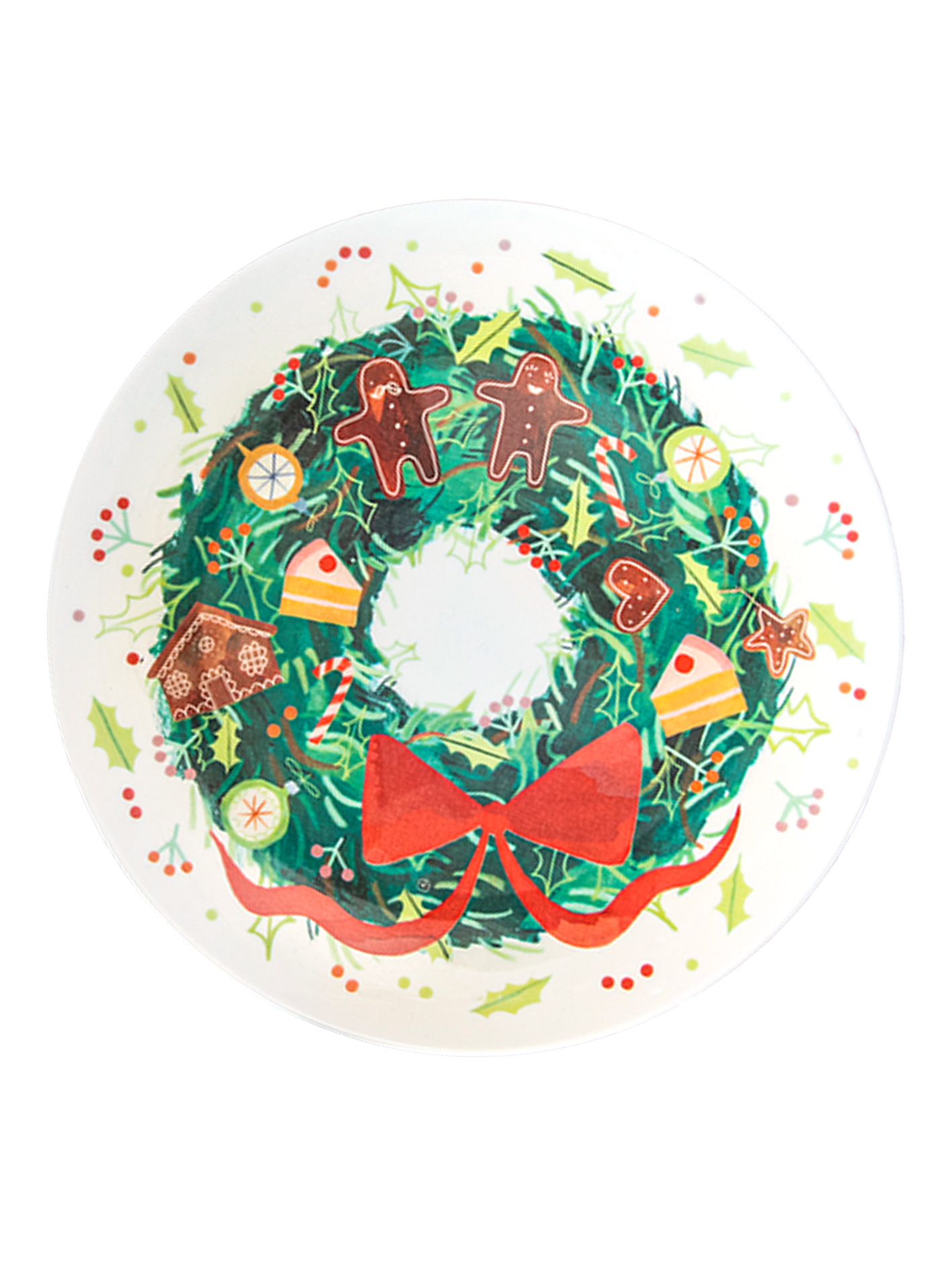 Illustrated Christmas Wreath Plate
