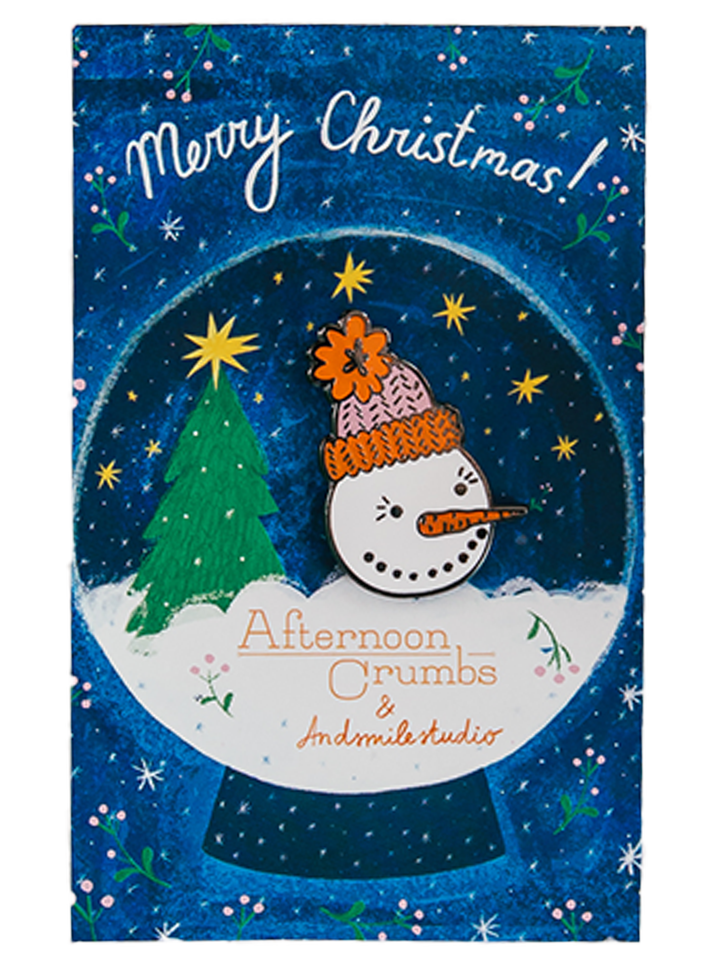 Afternoon Crumbs - Enamel Snowman Pin on Backer - £6 - afternooncrumbs.com