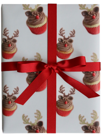 Afternoon Crumbs - Reindeer Cupcake Christmas Wrapping Paper - £3 - afternooncrumbs.com