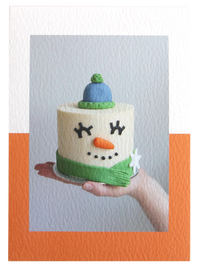Snowman Cake Photo Christmas Card 