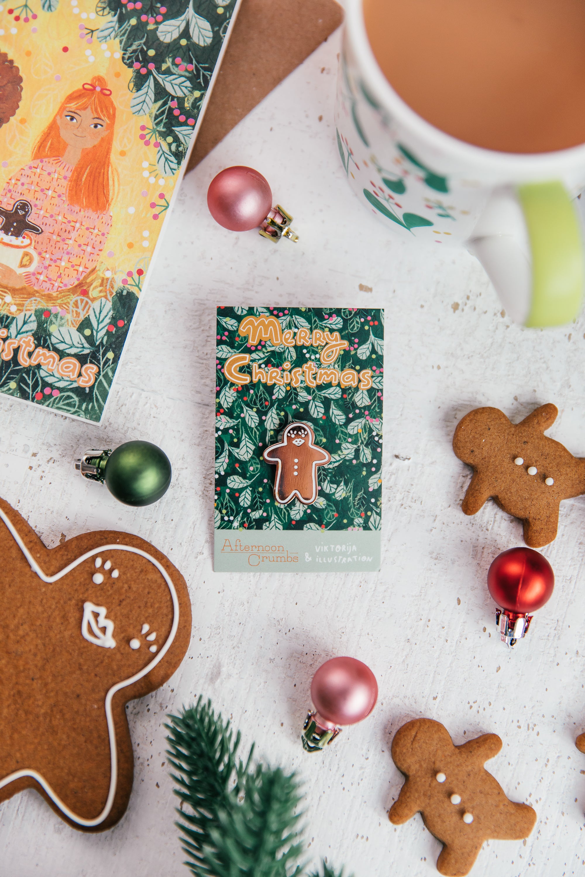 Enamel Gingerbread Pin Flat with Gingerbread People