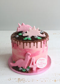 Pink Buttercream Dinosaur Birthday Cake