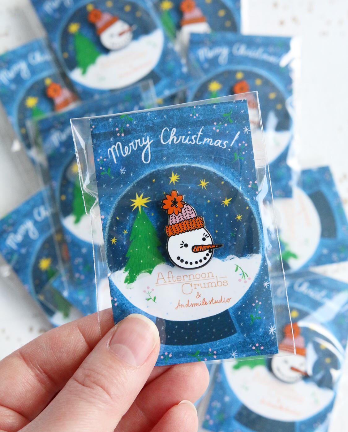 Enamel Snowman Pin