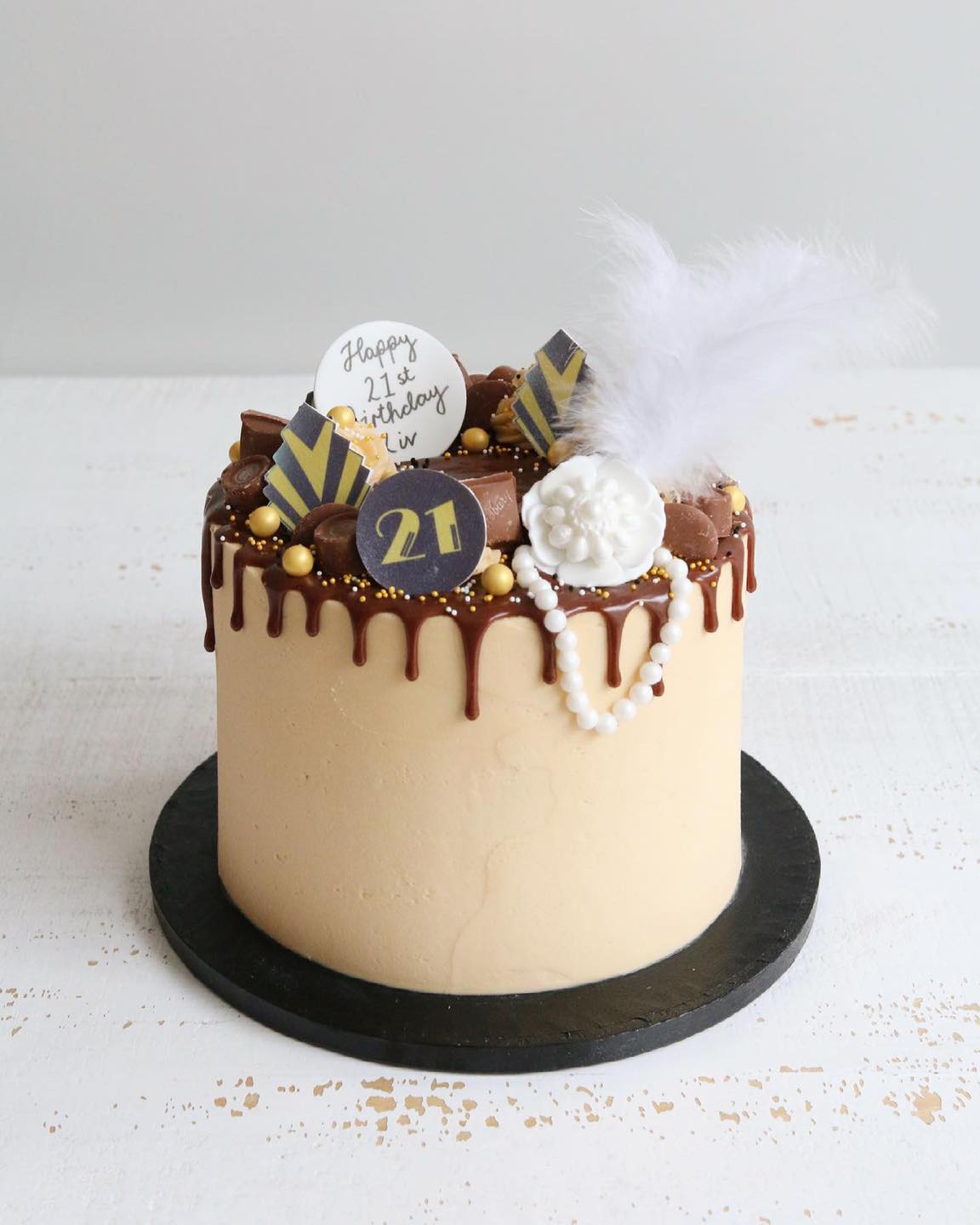 21st Birthday Gatsby Drip Cake