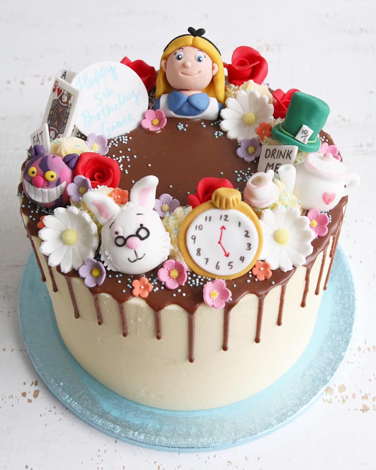 Alice in Wonderland Buttercream Drip Cake