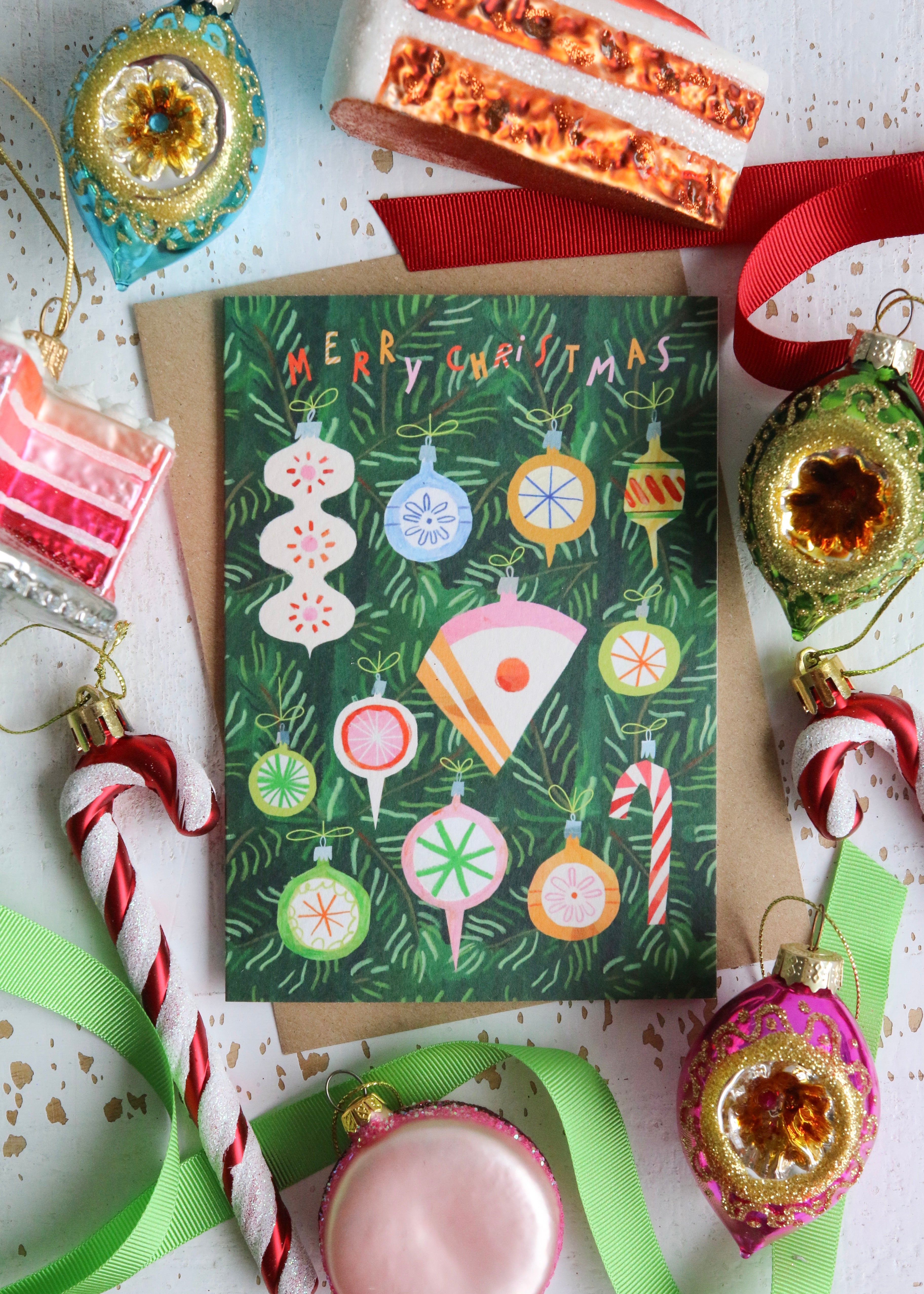 Christmas 'Cake The Halls' Bauble Card