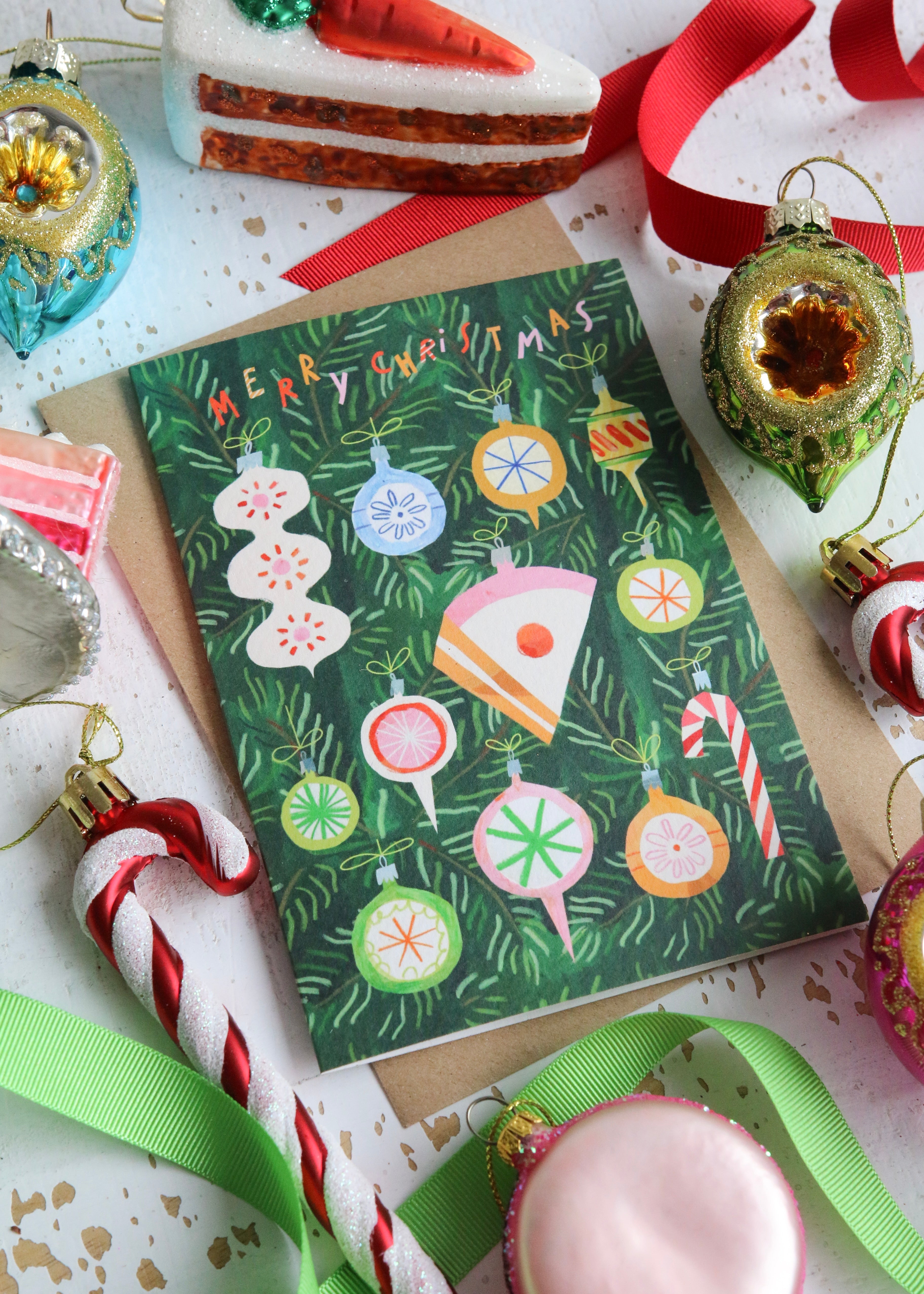 Christmas 'Cake The Halls' Bauble Card