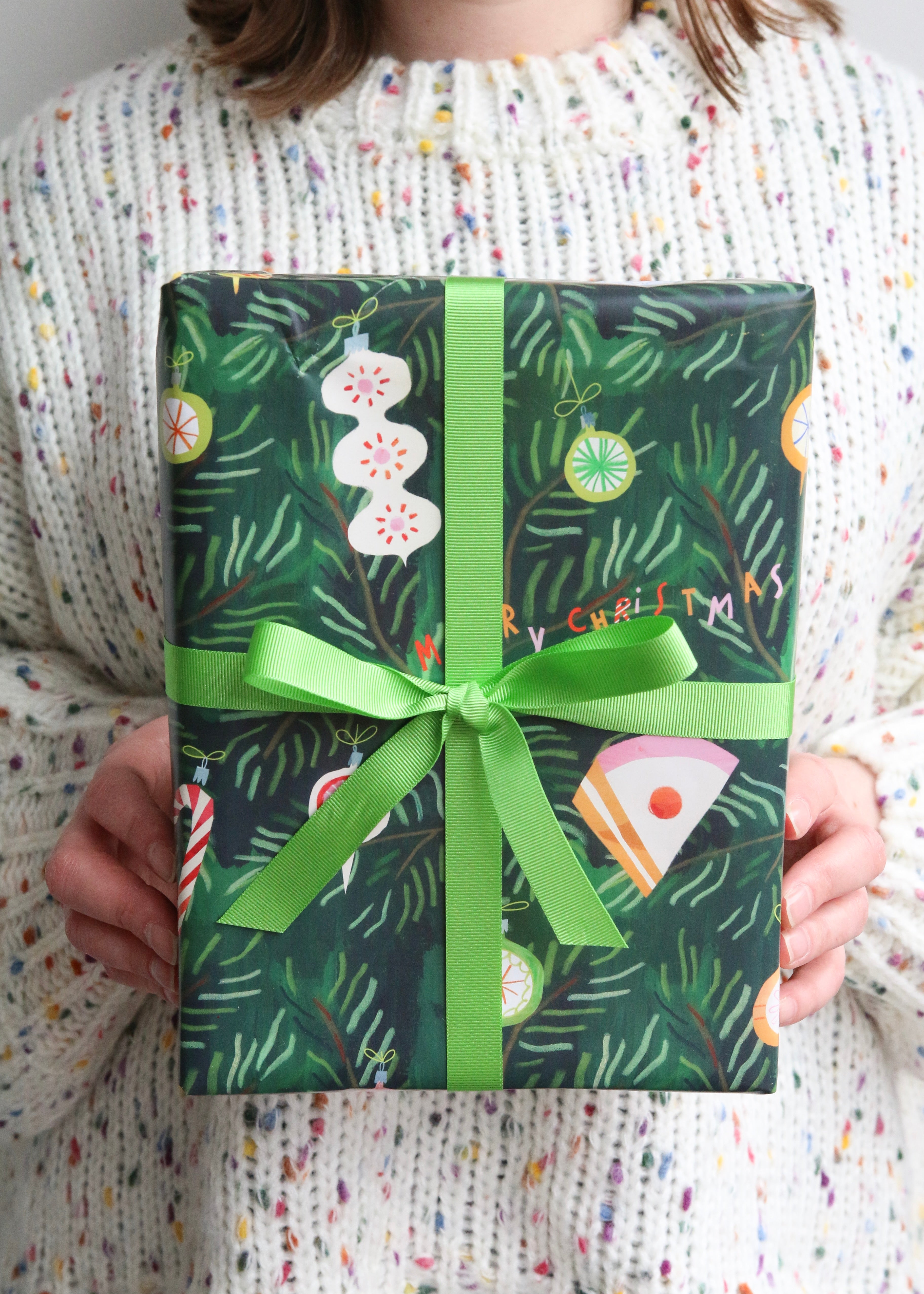 Christmas 'Cake The Halls' Bauble Wrapping Paper