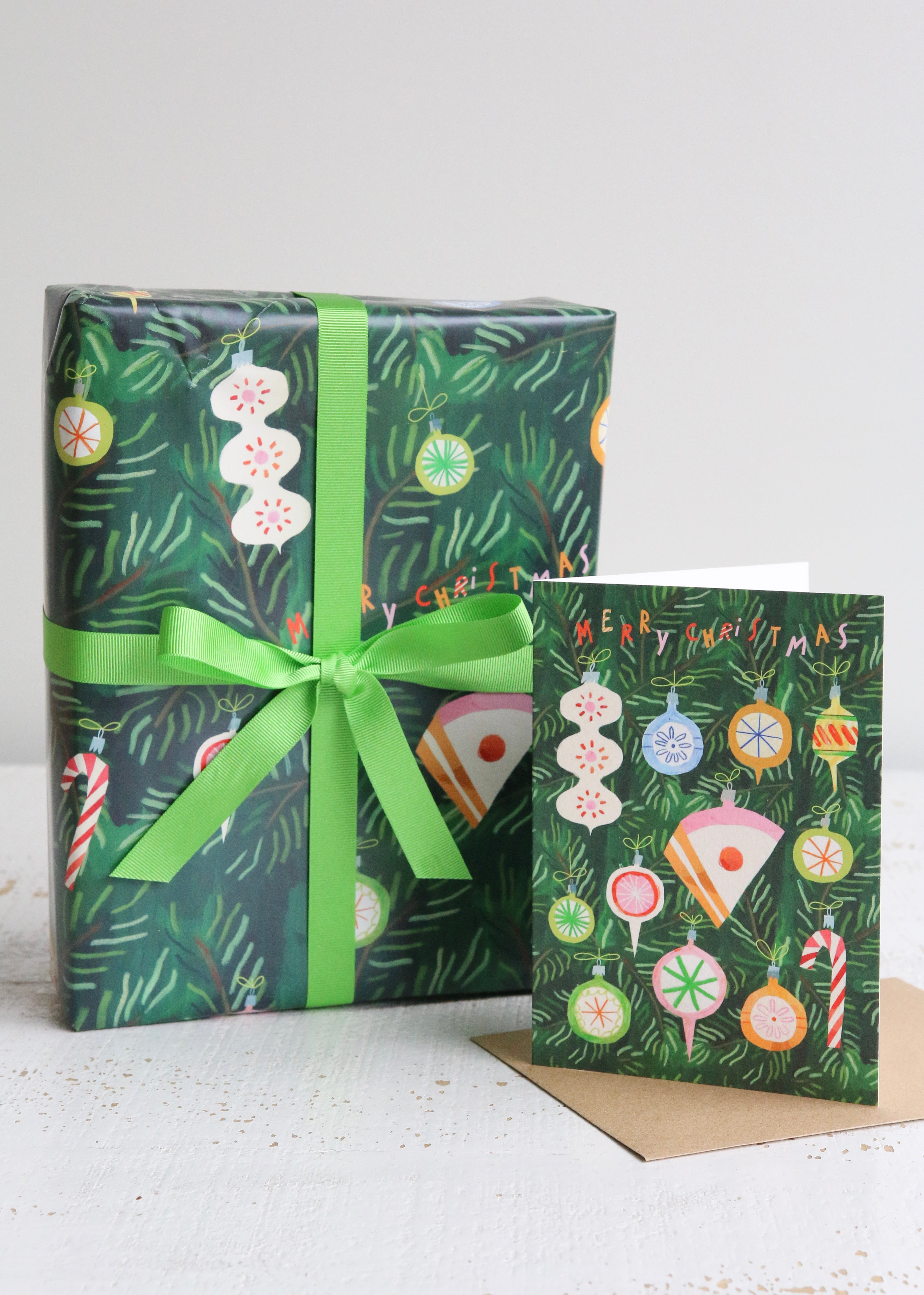 Christmas 'Cake The Halls' Bauble Wrapping Paper