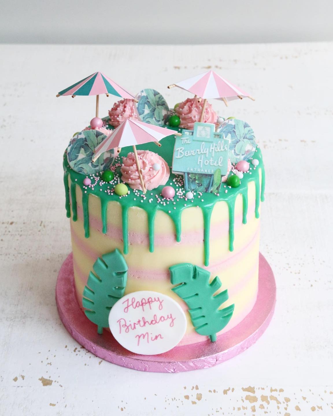 Beverly Hills Hotel Buttercream Drip Cake