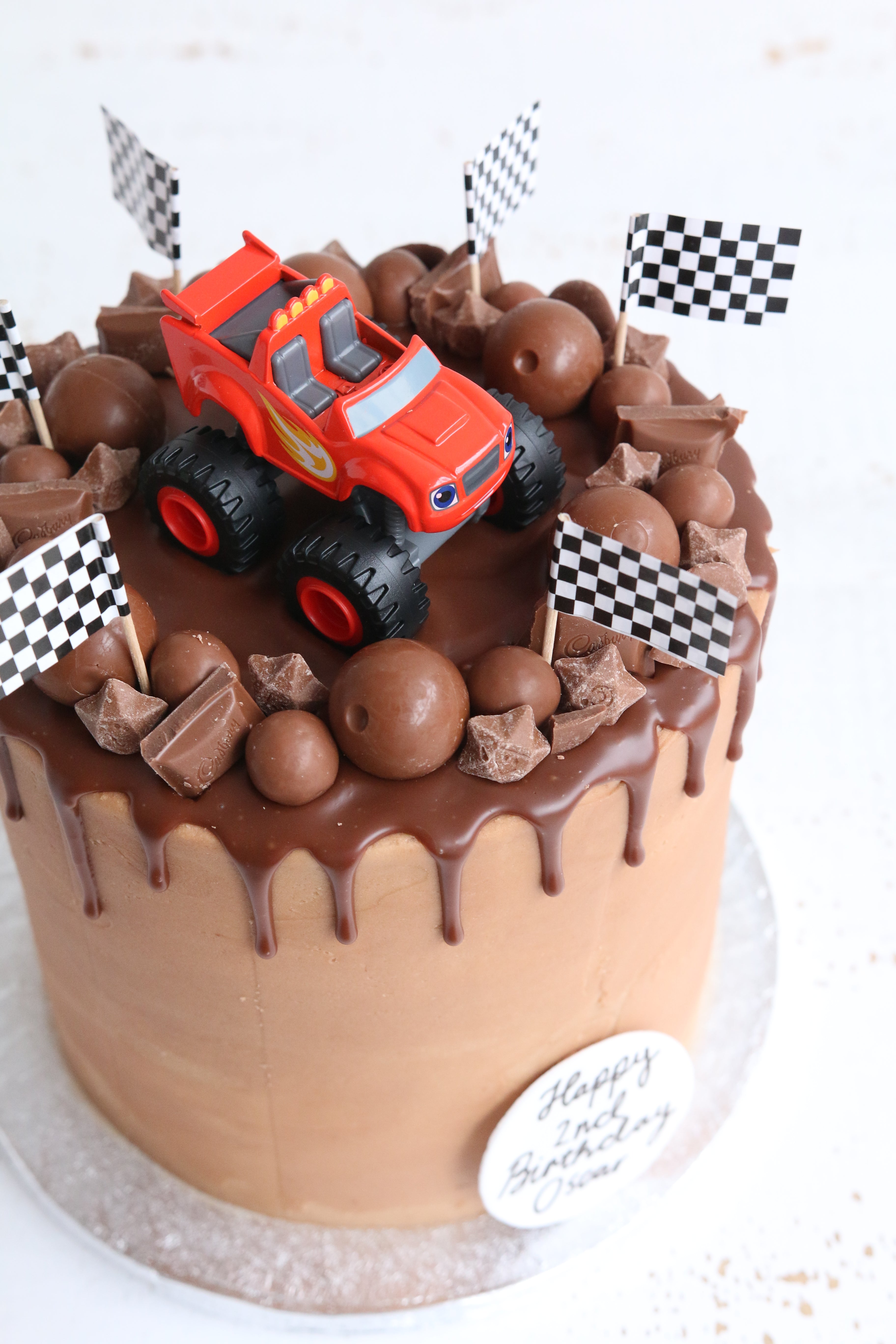 Blaze Truck Drip Cake