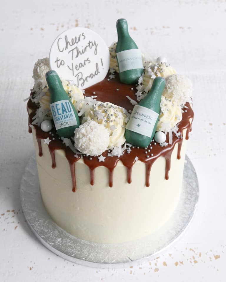 30th Birthday Wine Bottle Drip Cake