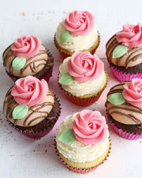 Pink Roses Buttercream Cupcakes
