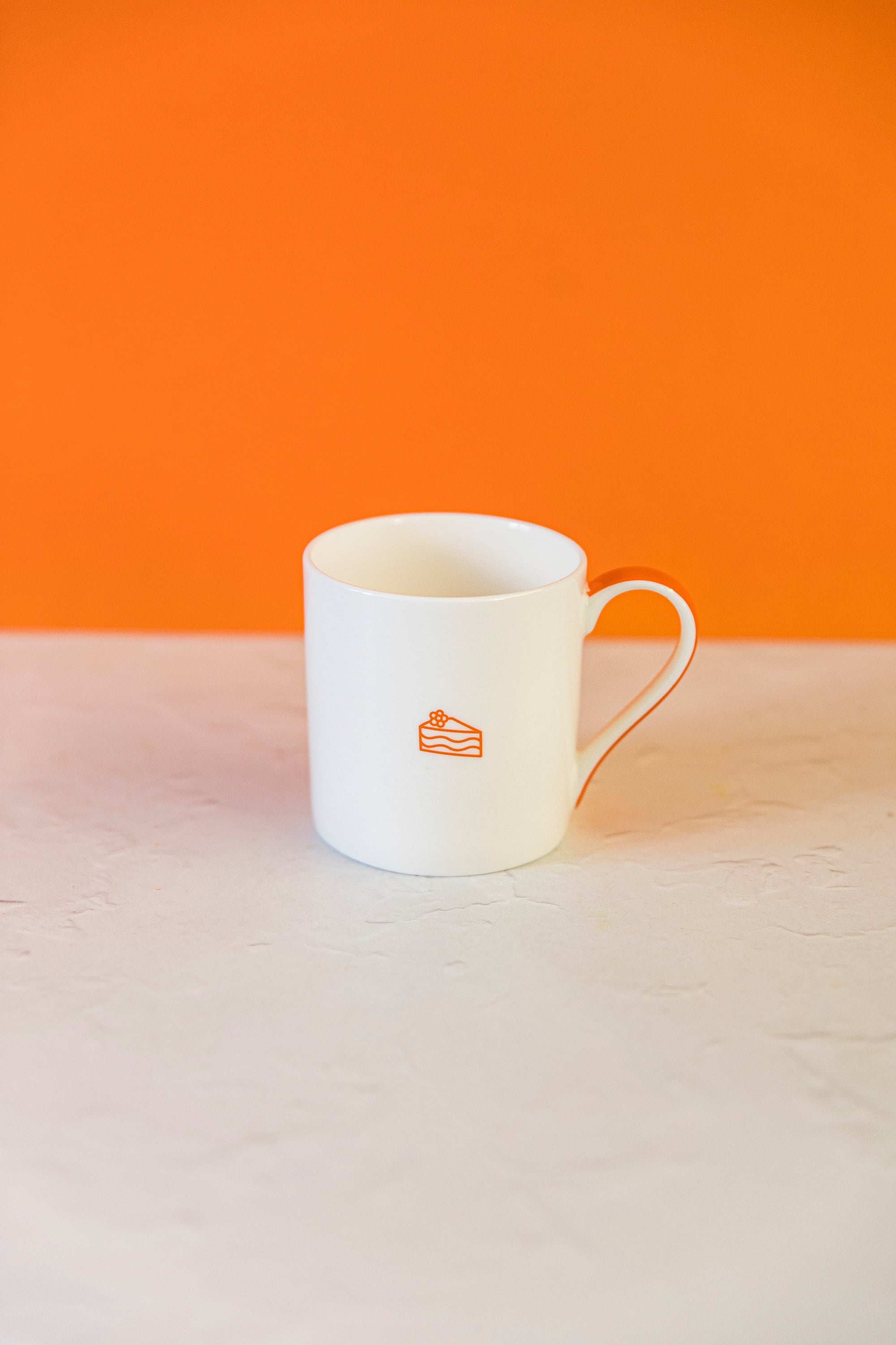 Can We Just Eat Cake and Talk Forever Mug Orange Handle Back Cake Slice Icon