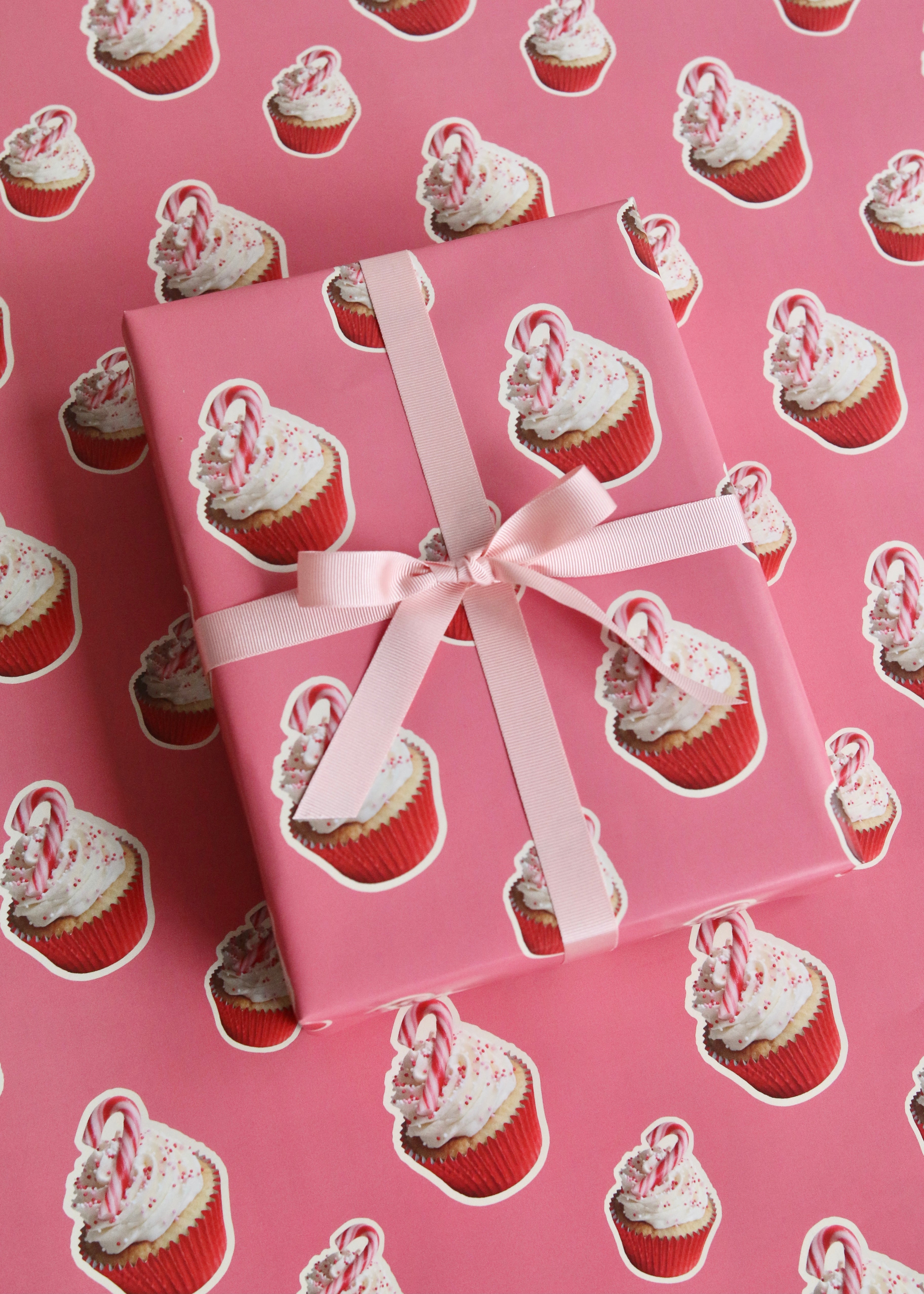 Candy Cane Cupcakes Wrapping Paper