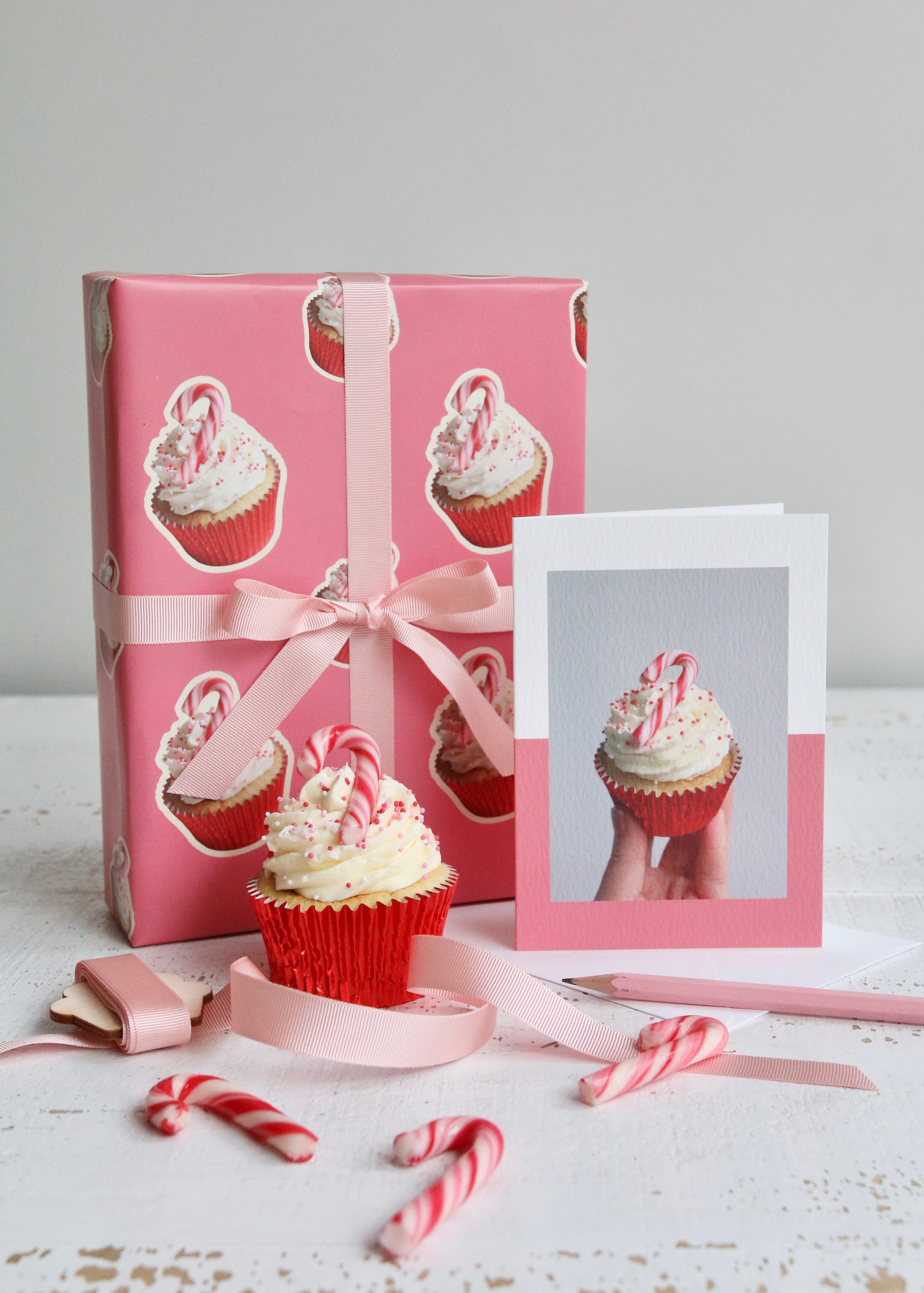 Candy Cane Cupcakes Wrapping Paper