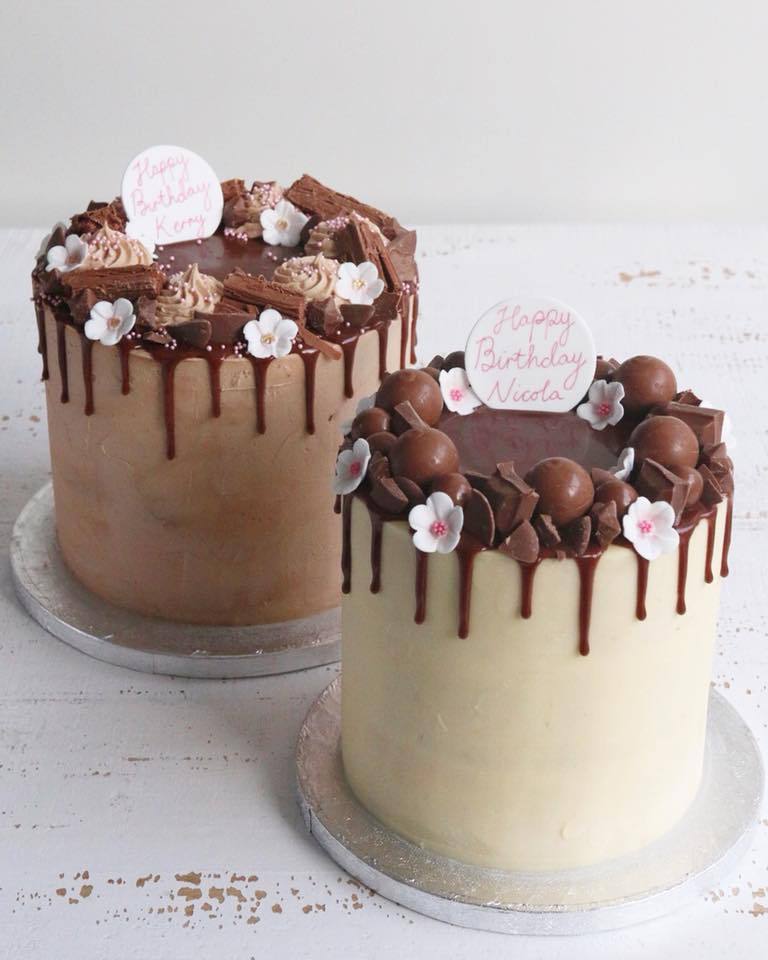 Buttercream Drip Cakes with Chocolates & Flowers