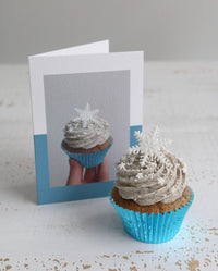 Snowflake Cupcake with Snowflake Cupcake Photo Christmas Card