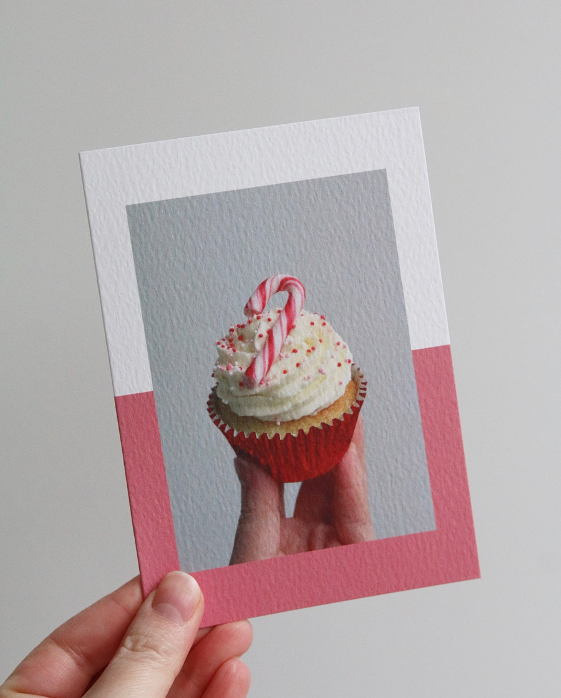 Candy Cane Cupcake Christmas Photo Card