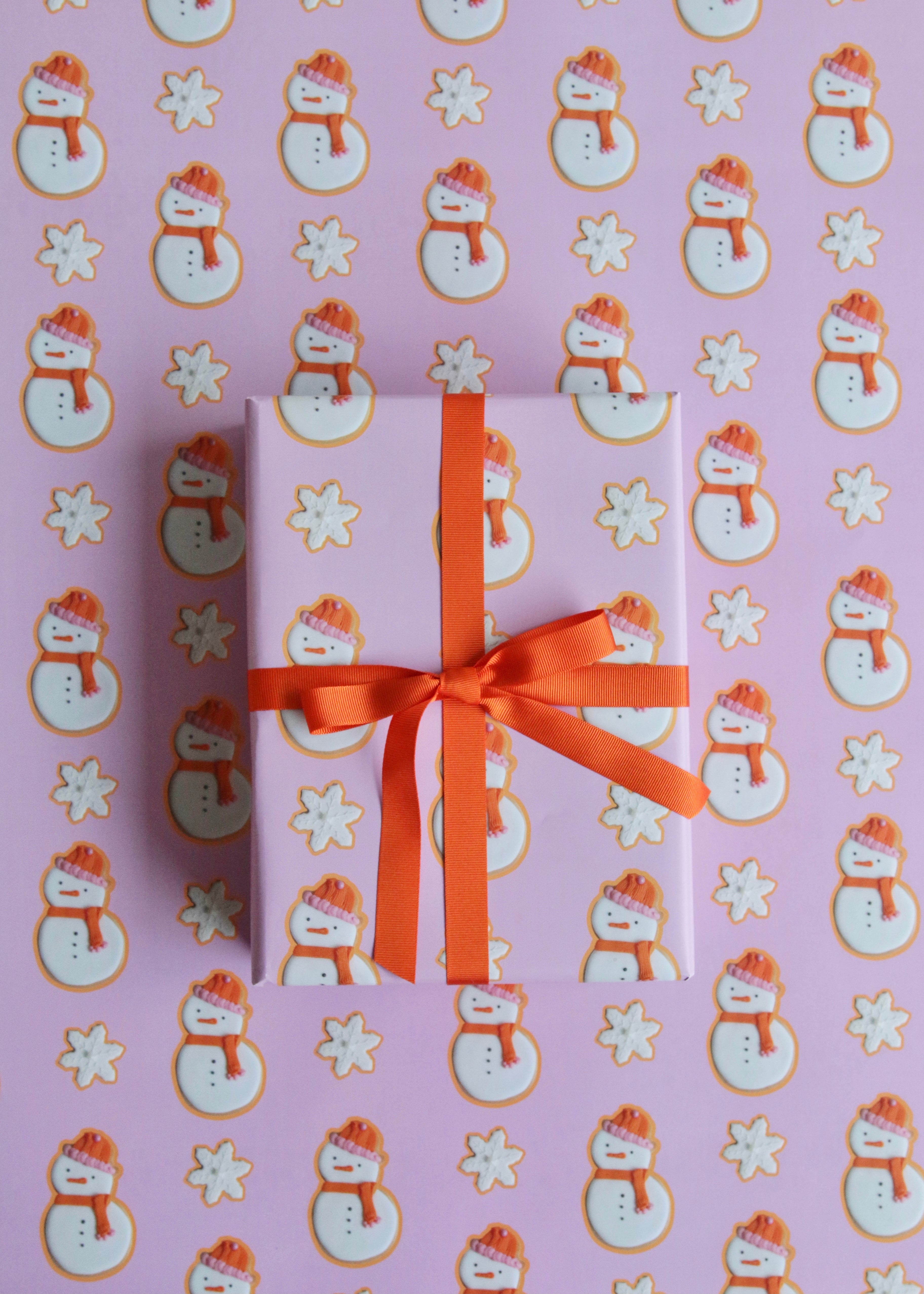Christmas Snowman Biscuit Wrapping Paper on Sheet
