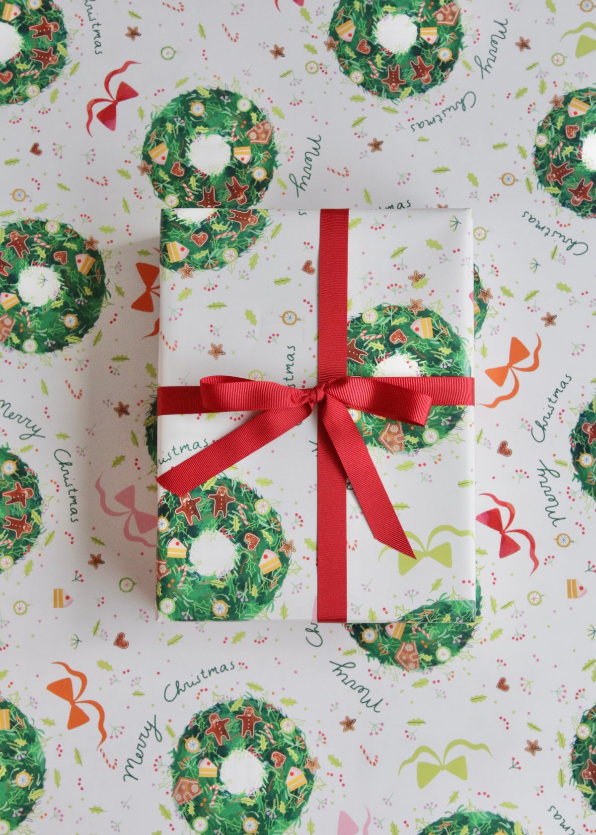 Christmas Wreath Wrapping Paper on Sheet