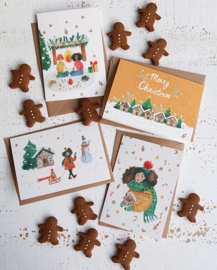 Illustrated Christmas Cards Bundle (Set of 4)