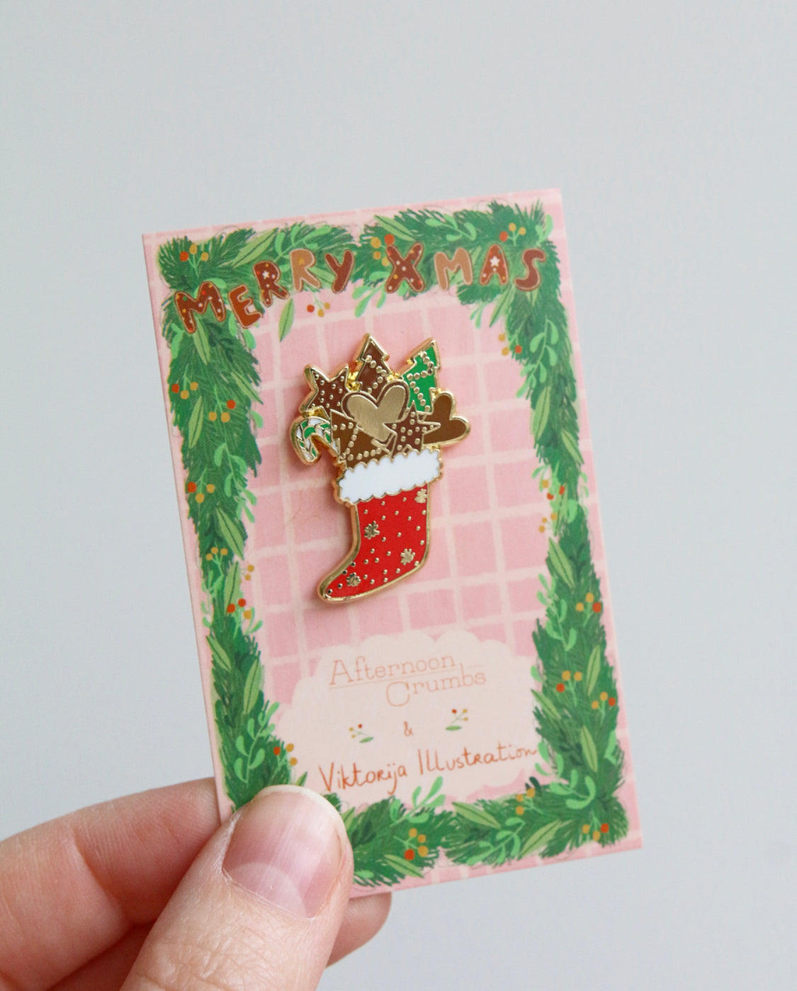 Enamel Christmas Stocking Pin