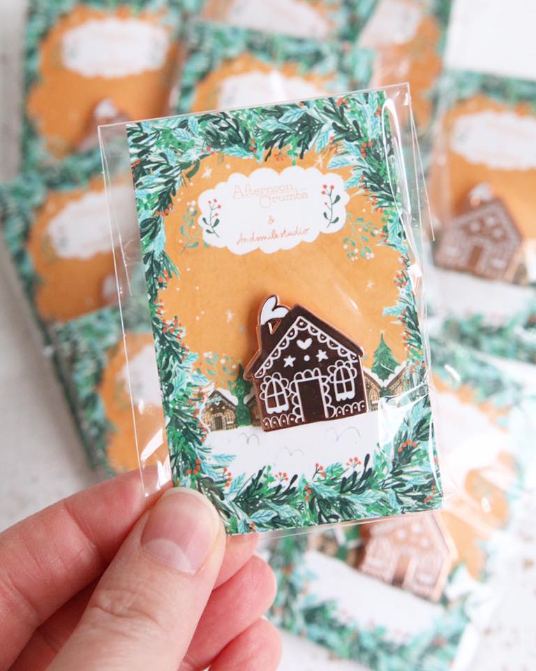 Enamel Gingerbread House Pin