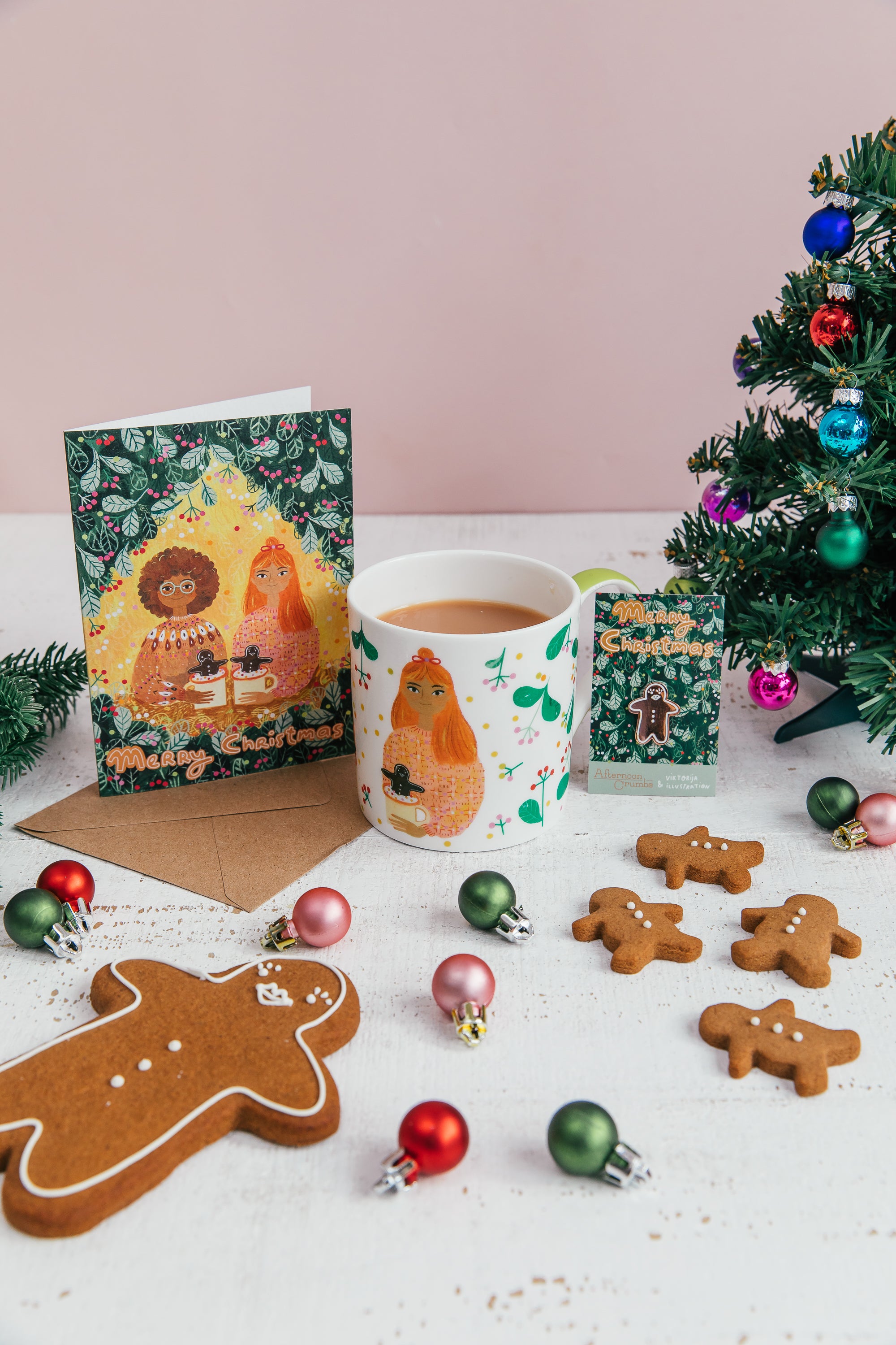 Christmas Girls with Gingerbread Mug
