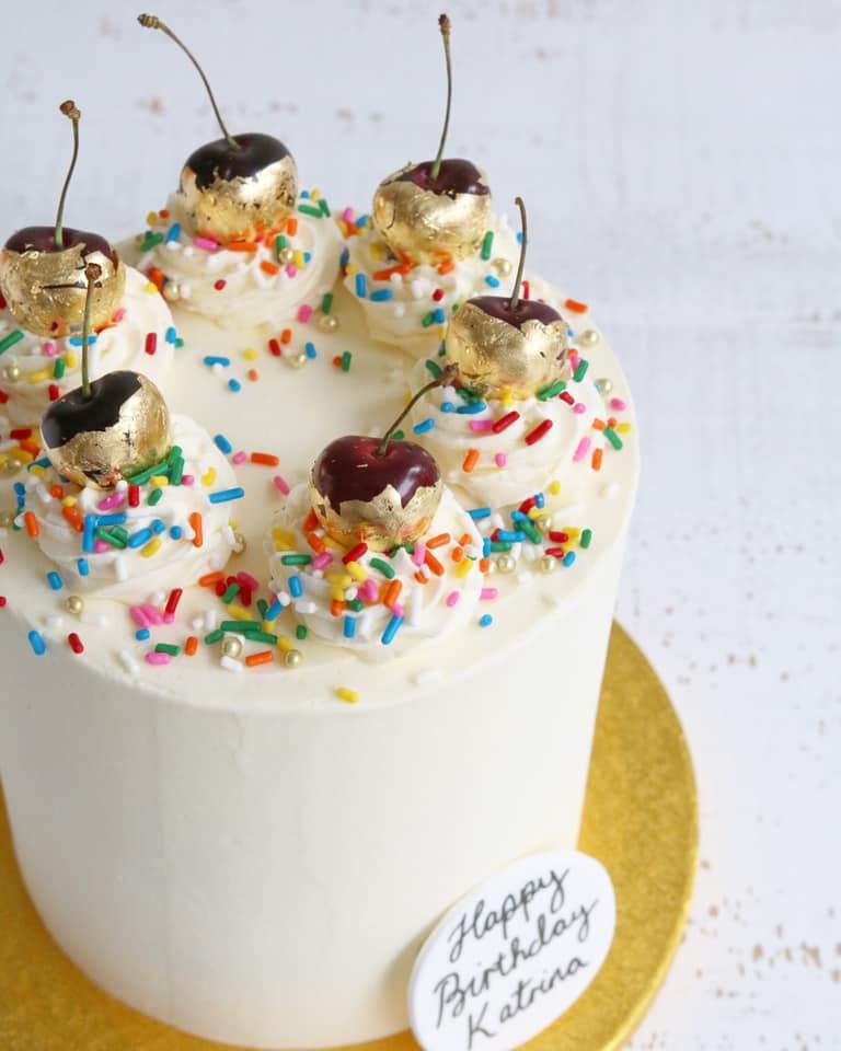 Buttercream Gold Leaf Cherry Cake