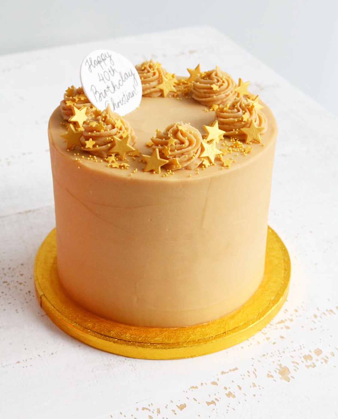 Banana Caramel Gold Star Buttercream Birthday Cake