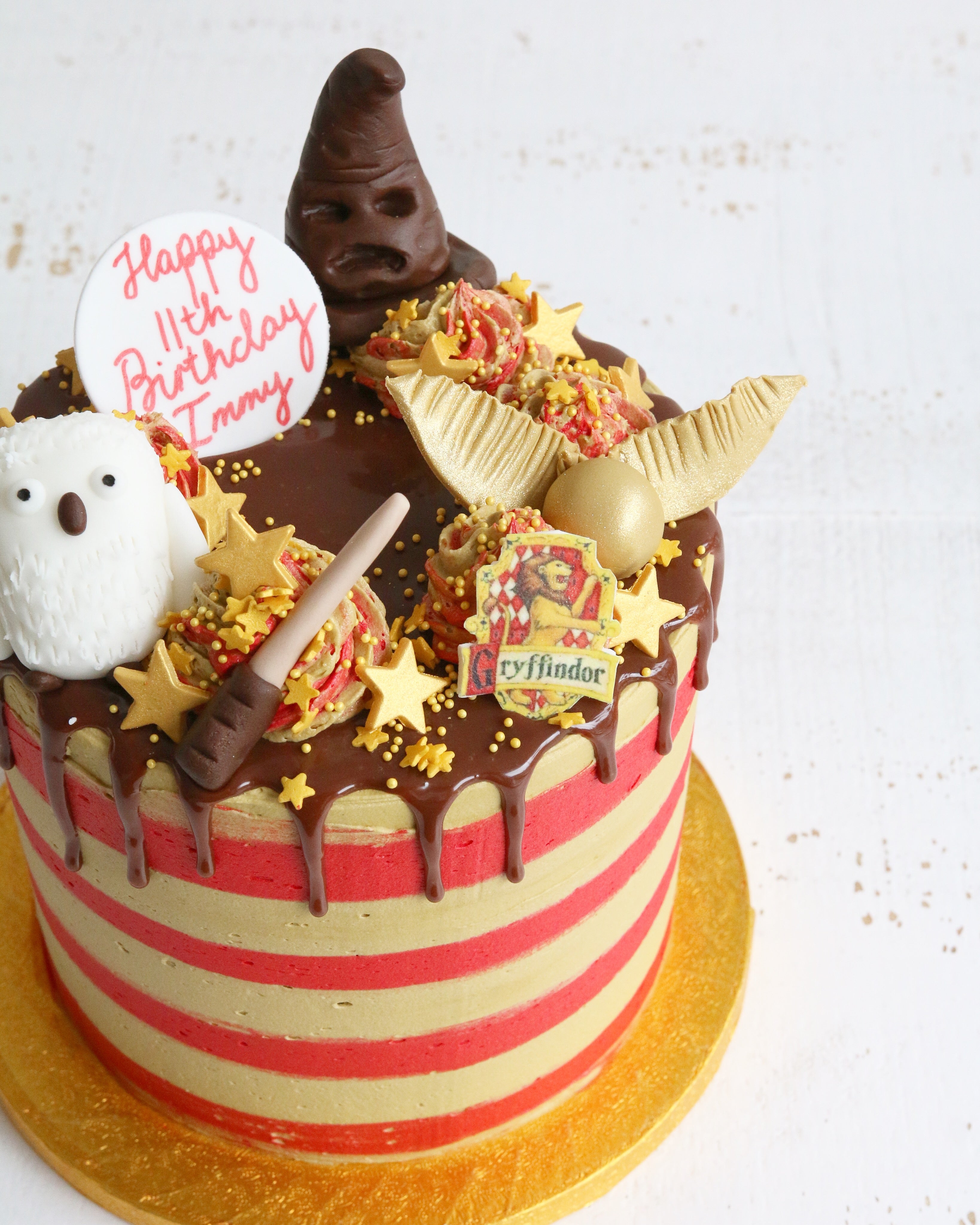 Harry Potter Gryffindor Striped Drip Cake