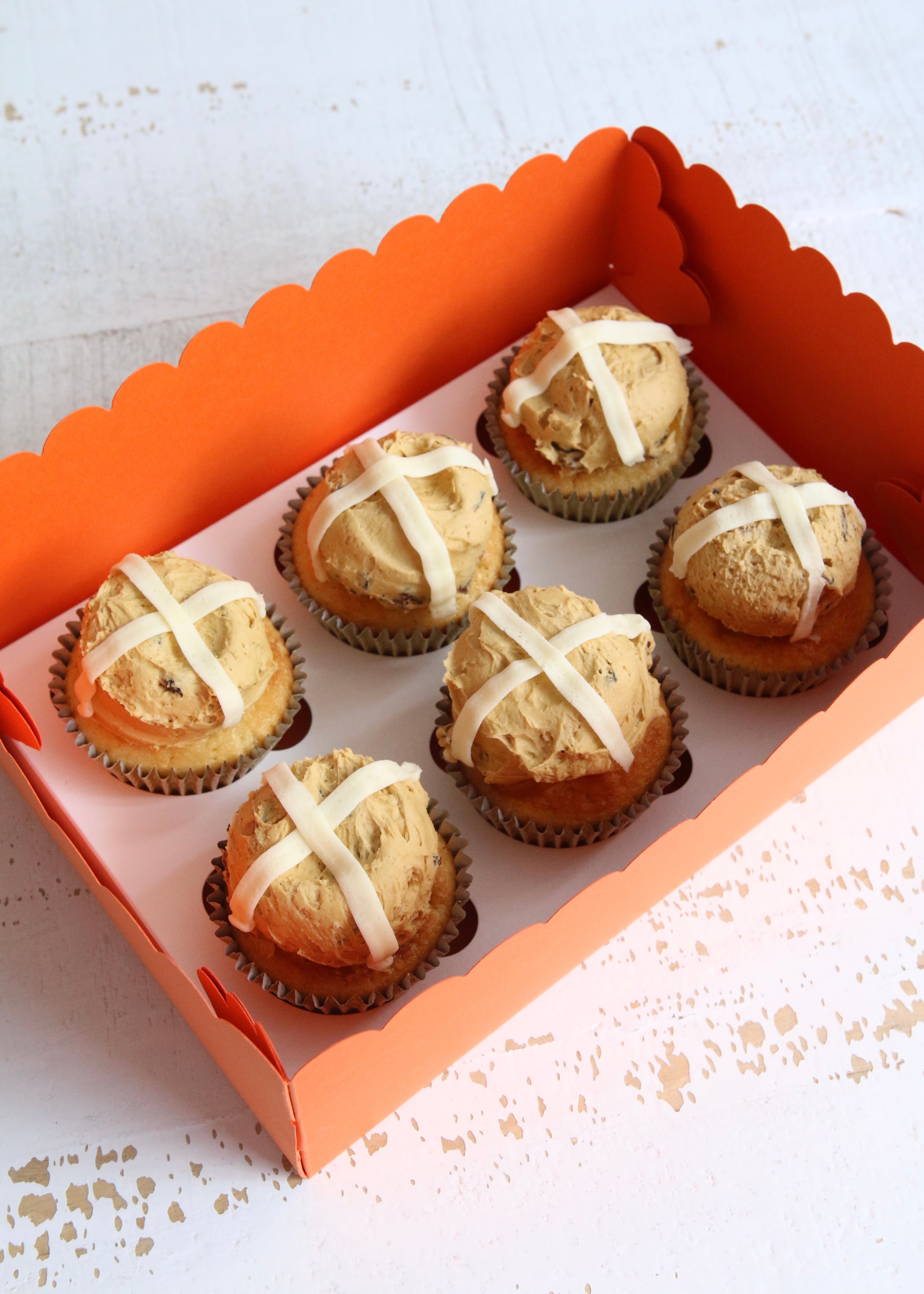 Box of Hot Cross Bun Cupcakes (Pre-Orders Closed)