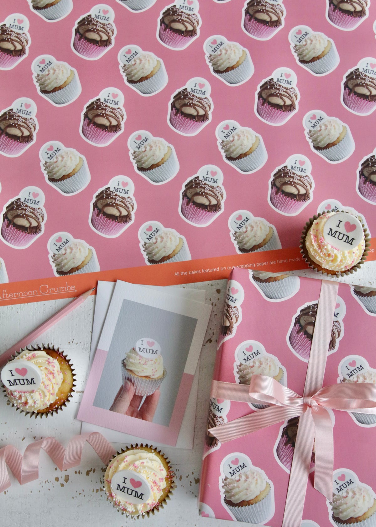 "I Heart Mum" Cupcake Wrapping Paper