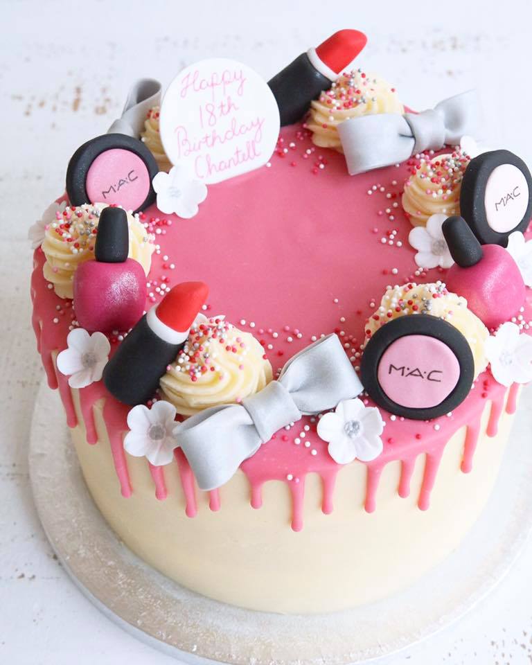 18th Birthday Make Up Drip Cake