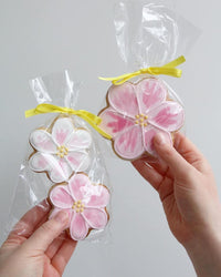 Pink and White Flower Biscuits Packaged