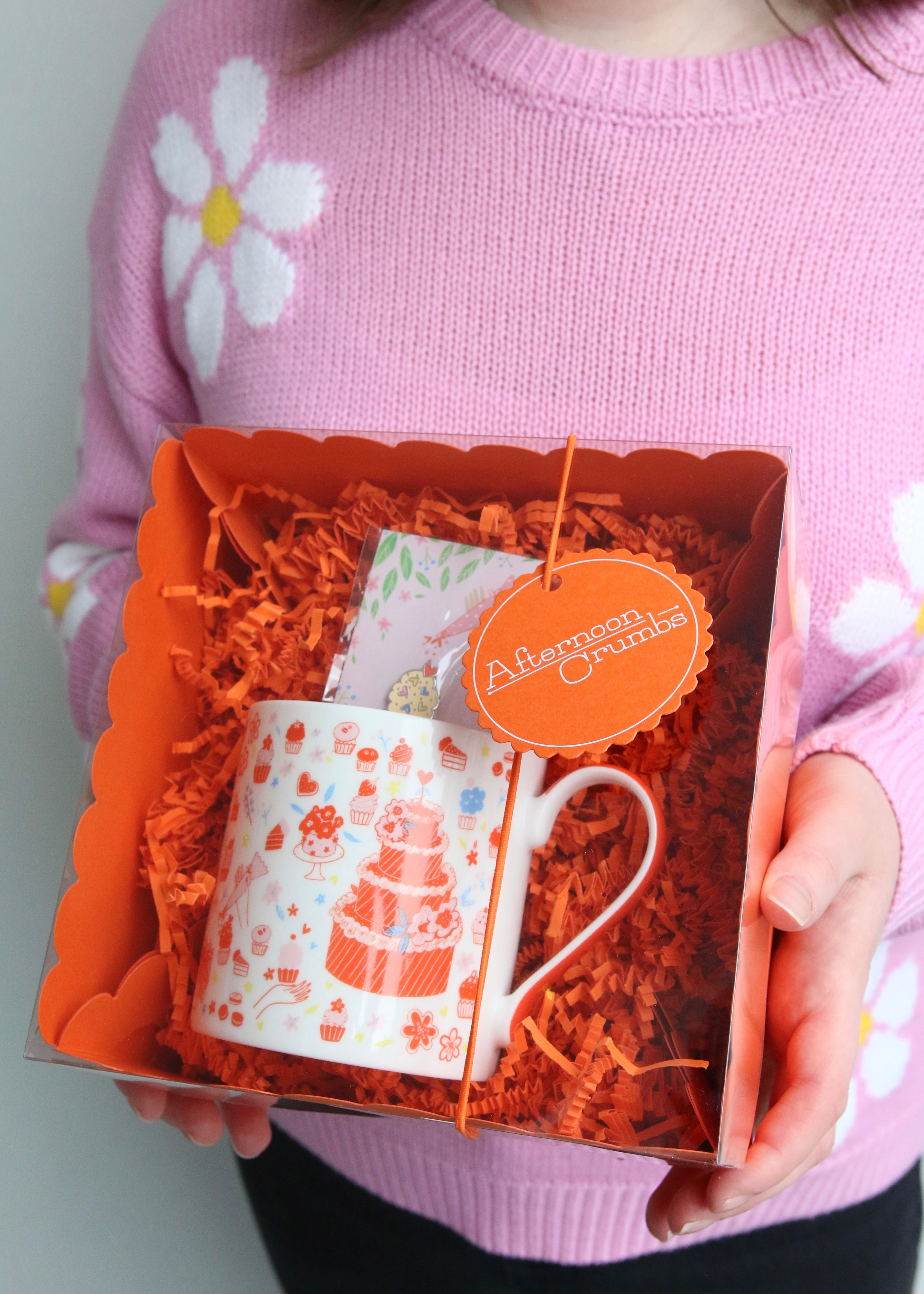 Holding Spreading Sweetness Mug and Cupcake Enamel Pin Gift Set