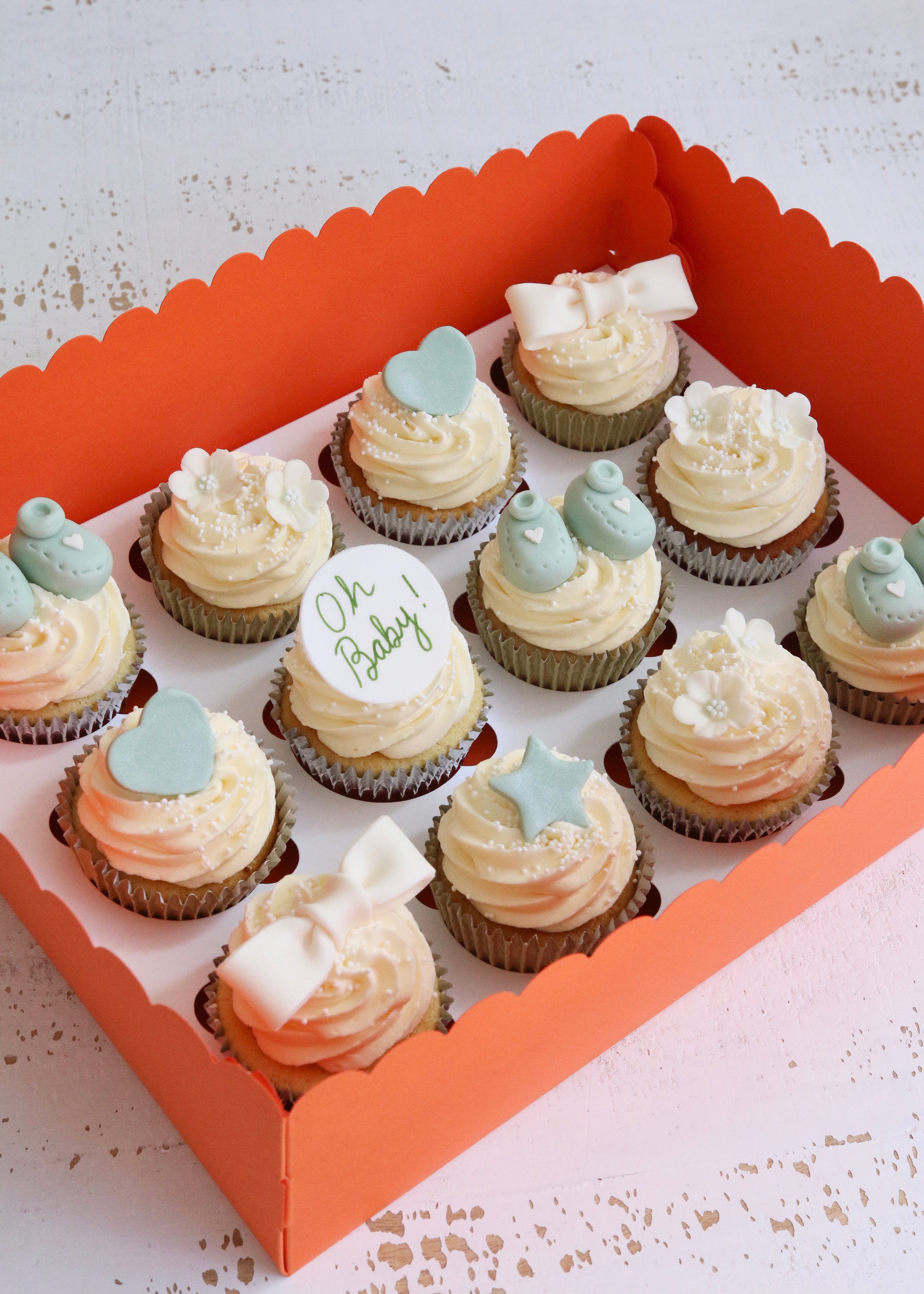 Neutral Green Baby Cupcakes