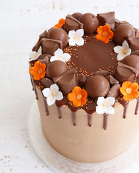 Orange Flowers Chocolate Drip Cake