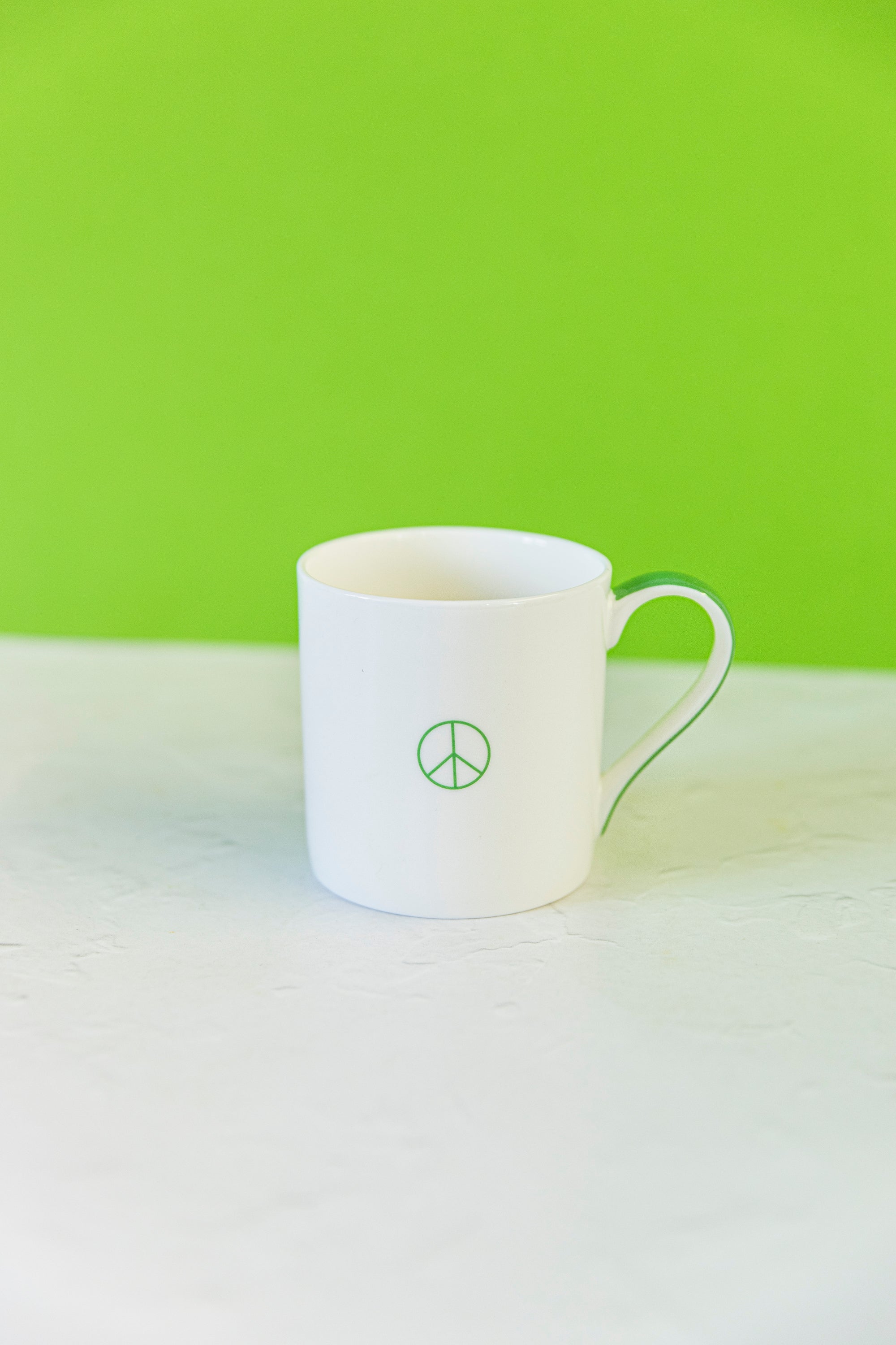 Peace Joy Christmas Cookies Mug Green Handle Back Peace Logo.jpg