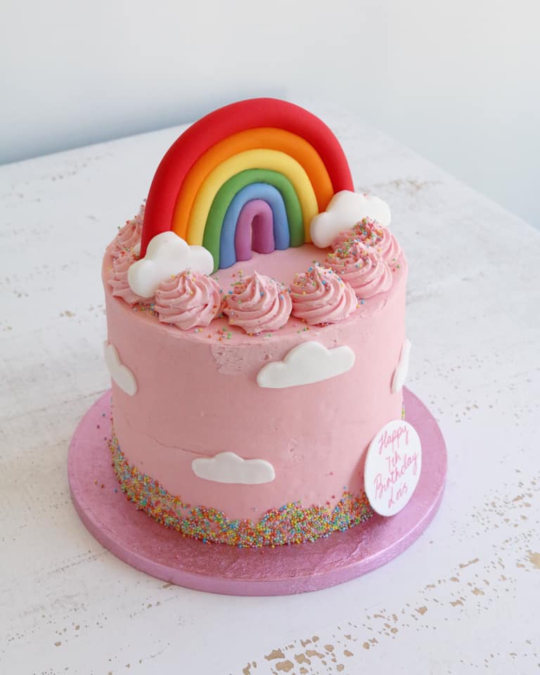 Pink Rainbow Buttercream Cake