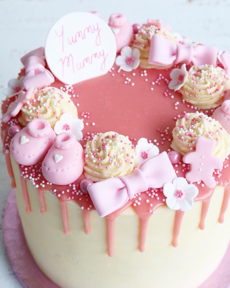 Pink Baby Shower Drip Cake