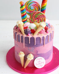 Pink & Purple Sweetie Drip Cake with Ice Creams