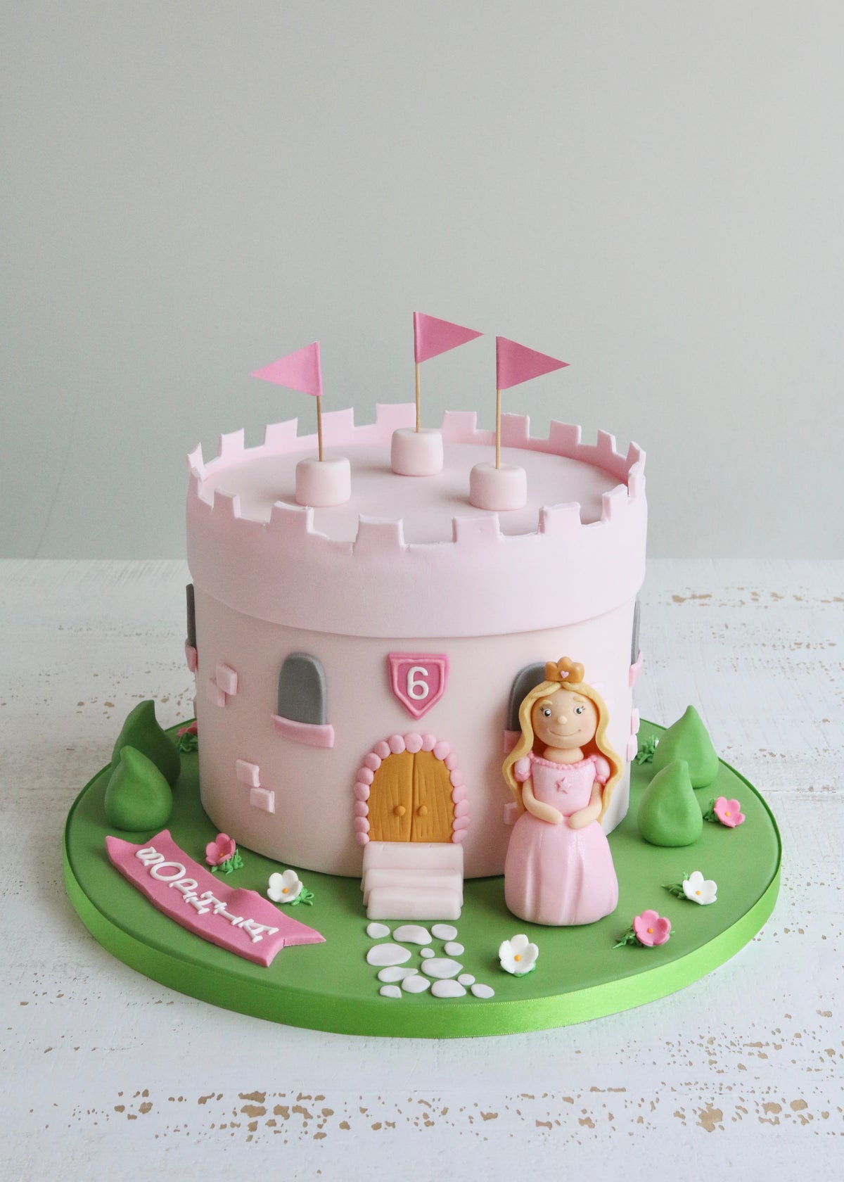 Pink Fondant Iced Princess Castle Cake