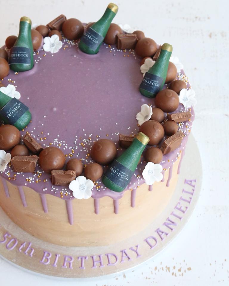 Prosecco 50th Birthday Drip Cake