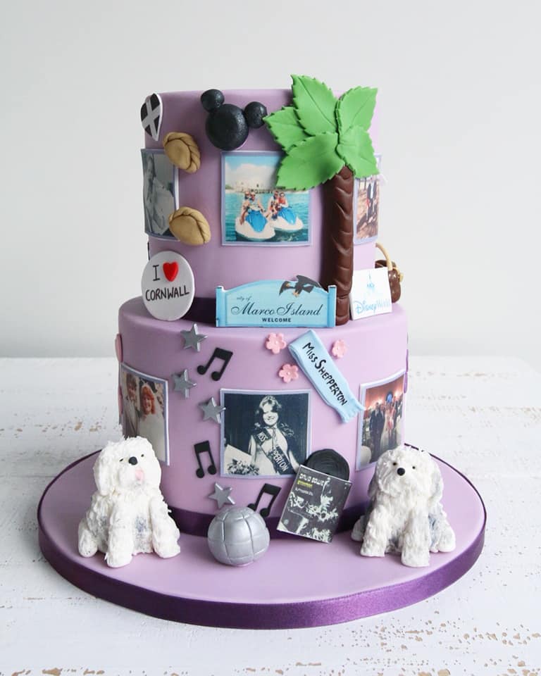 Purple Fondant Two Tier Photo Cake