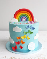 Buttercream Rainbow Clouds & Butterflies Cake