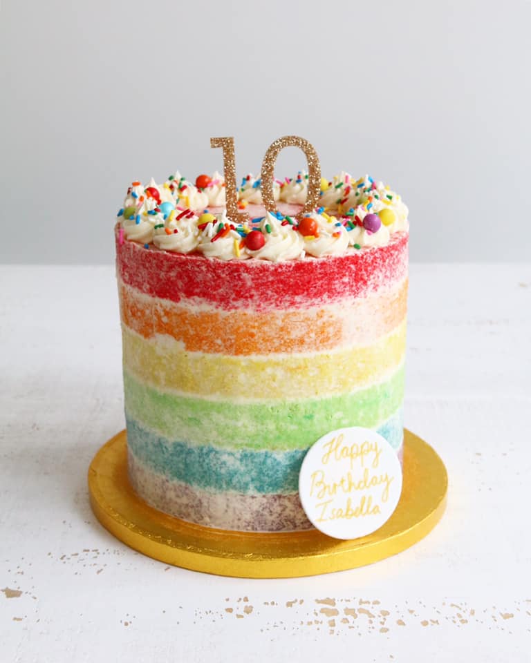 Semi Naked Buttercream Rainbow Cake